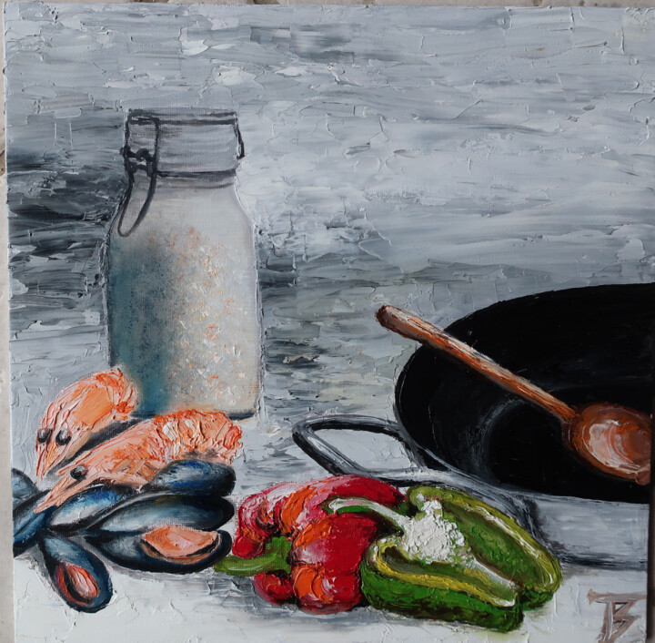 La Paella 绘画, 11.8x11.8 in