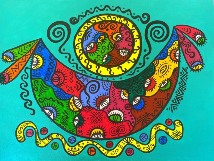 Lunar boat 绘画, 17.7x24 in