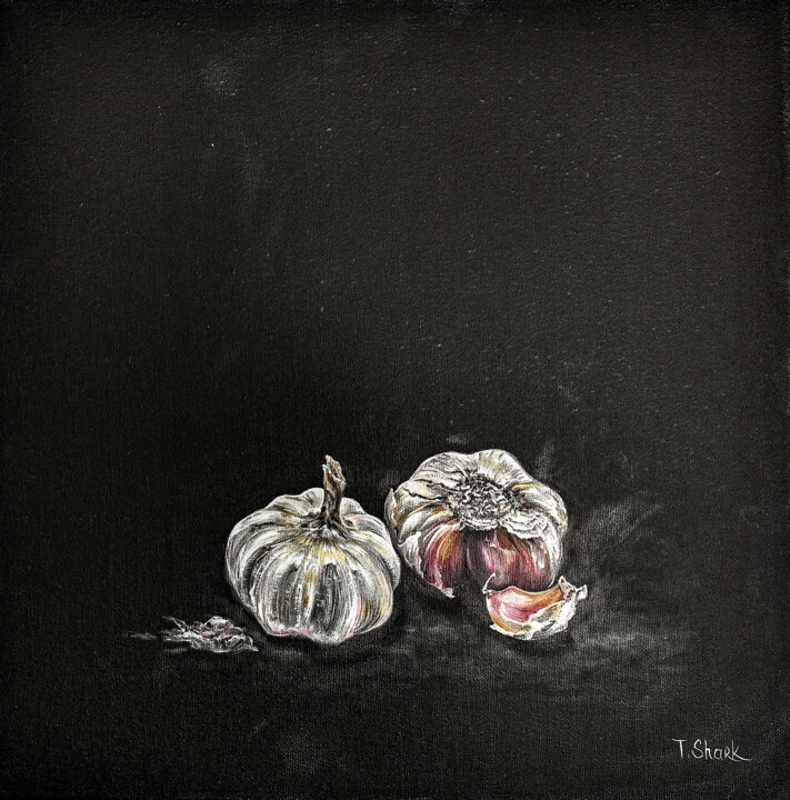 Garlic still life 绘画, 15.8x15.8 in
