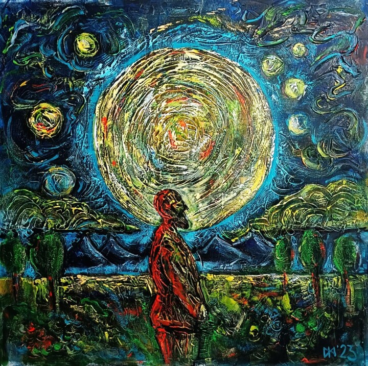 L'homme au centre de l'univers 绘画, 35.4x35.4 in