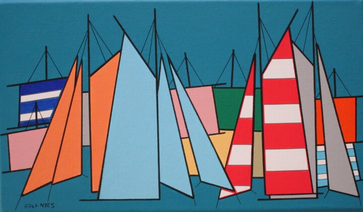 Painting titled "Voile bleue ciel su…" by Nyls Eliot, Original Artwork, Acrylic Mounted on Wood Stretcher frame