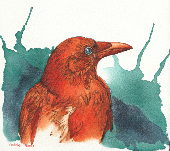 Rabenvogel #3 Tekening, 6,3x7,1 in