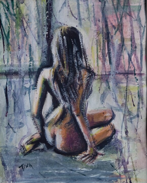 Femme nue de dos 绘画, 11.8x9.5 in