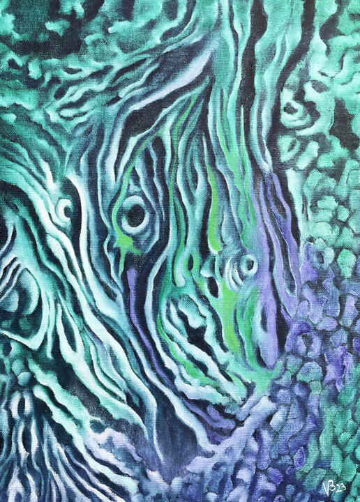 Schilderij getiteld "Ecorce série 1, Le…" door Valerie Besancon, Origineel Kunstwerk, Olie Gemonteerd op Frame voor houten b…