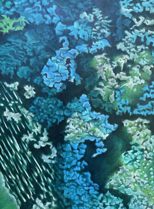 Schilderij getiteld "Ecorce série 5, Lap…" door Valerie Besancon, Origineel Kunstwerk, Olie Gemonteerd op Frame voor houten…