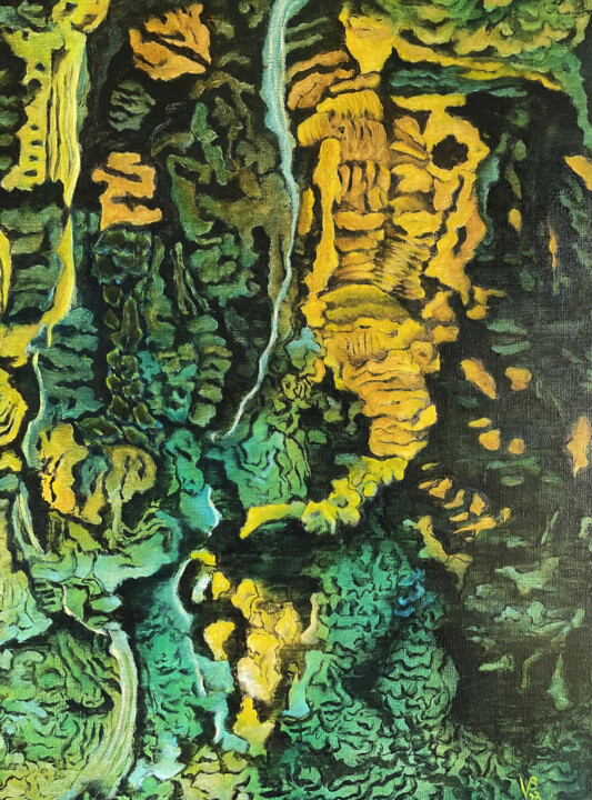 Schilderij getiteld "Ecorce série 4, ça…" door Valerie Besancon, Origineel Kunstwerk, Olie Gemonteerd op Frame voor houten b…
