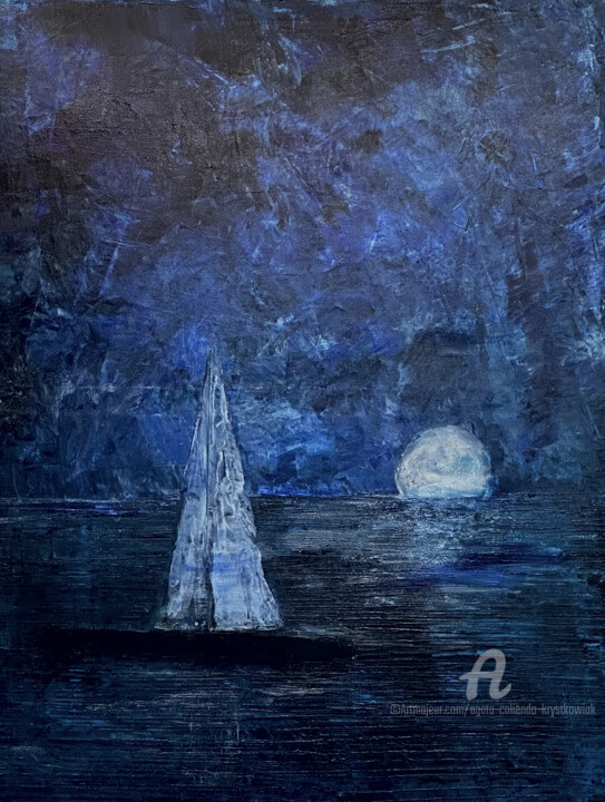 Peinture intitulée "La nuit Monte-Carlo" par Agata Caliendo - Krystkowiak, Œuvre d'art originale, Acrylique Monté sur Châssi…