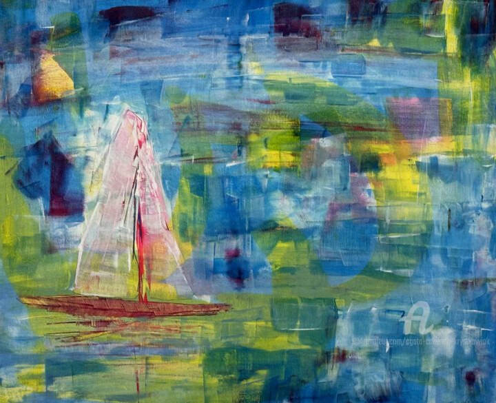 Peinture intitulée "L’été indien" par Agata Caliendo - Krystkowiak, Œuvre d'art originale, Acrylique Monté sur Châssis en bo…