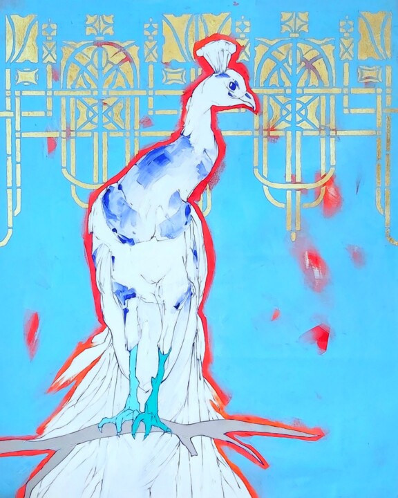 Snow peacock 绘画, 49.2x39.4 in