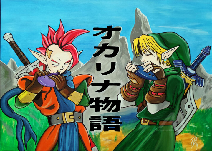 "Ocarina story" başlıklı Tablo Handfabdream tarafından, Orijinal sanat, Akrilik Ahşap panel üzerine monte edilmiş