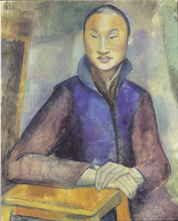 Schilderij getiteld "Jeune homme chinois" door Anita Rée, Origineel Kunstwerk, Olie