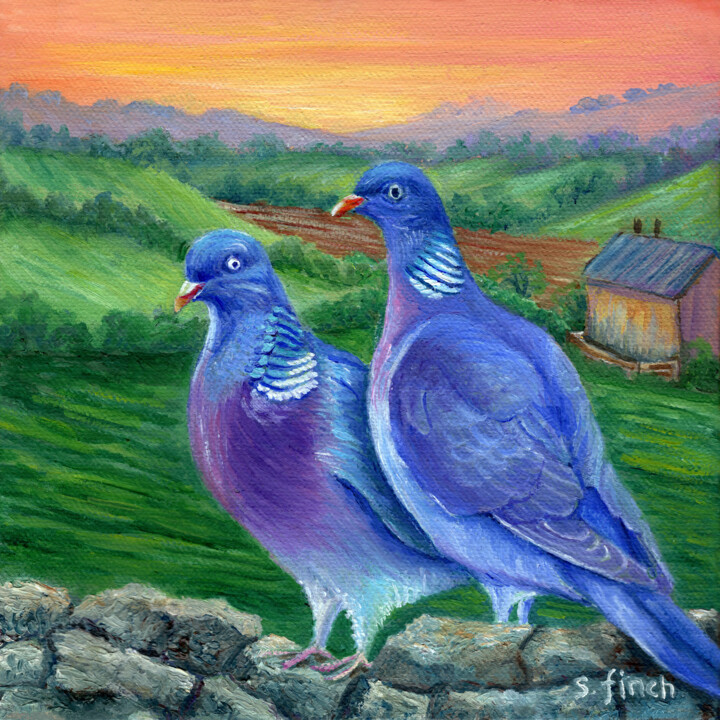 Spirit of Wood Pigeon 绘画, 7.9x7.9 in