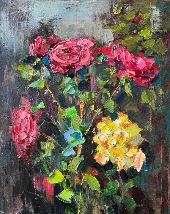 "Roses in the garden" başlıklı Tablo Pavel Khadarovich tarafından, Orijinal sanat, Petrol