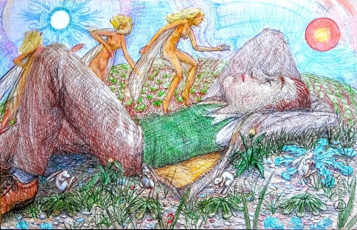 Dessin intitulée "Daydreaming" par Edwin Loftus, Œuvre d'art originale, Pastel