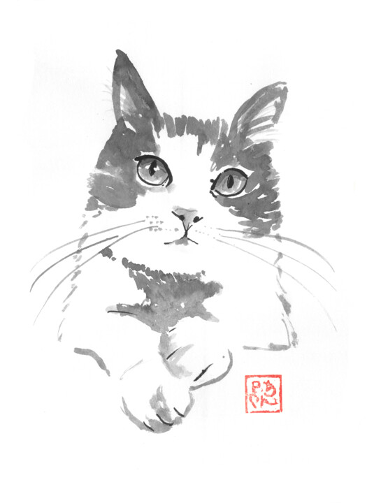 chat pausé 图画, 15.8x11.8 in