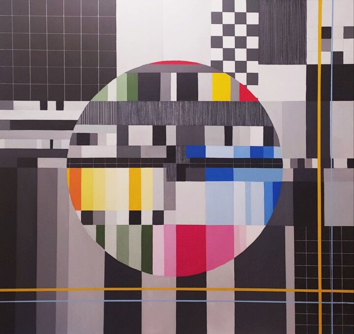 Painting titled "SINTONÍA" by África Gil, Original Artwork, Acrylic Mounted on Wood Stretcher frame