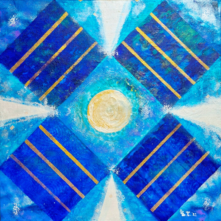 star and the moon 绘画, 15.8x15.8 in