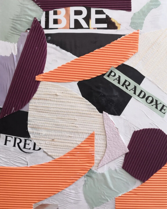 Collages intitulée "Libre" par Frédérique Girin, Œuvre d'art originale, Collages Monté sur Verre