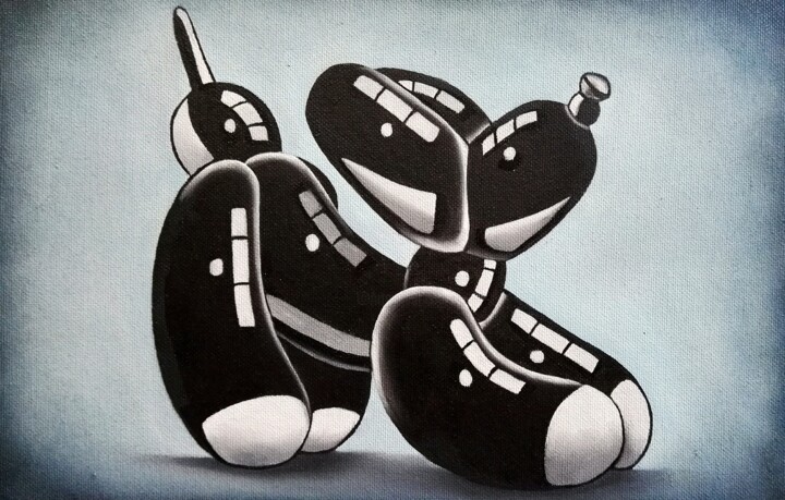 balloon dog huile sur toile format 20/30 cm 绘画, 7.9x11.8 in