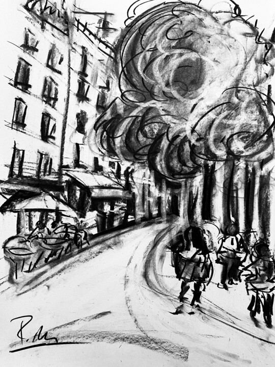 Personnage au coin d'une rue Resim, 25,6x19,7 in