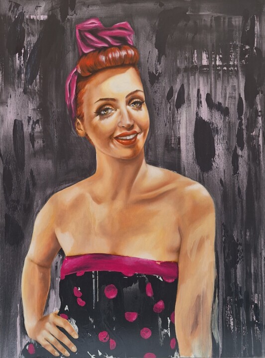 Painting titled "DOROTY" by Simona Rovesti, Original Artwork, Oil Mounted on Wood Stretcher frame