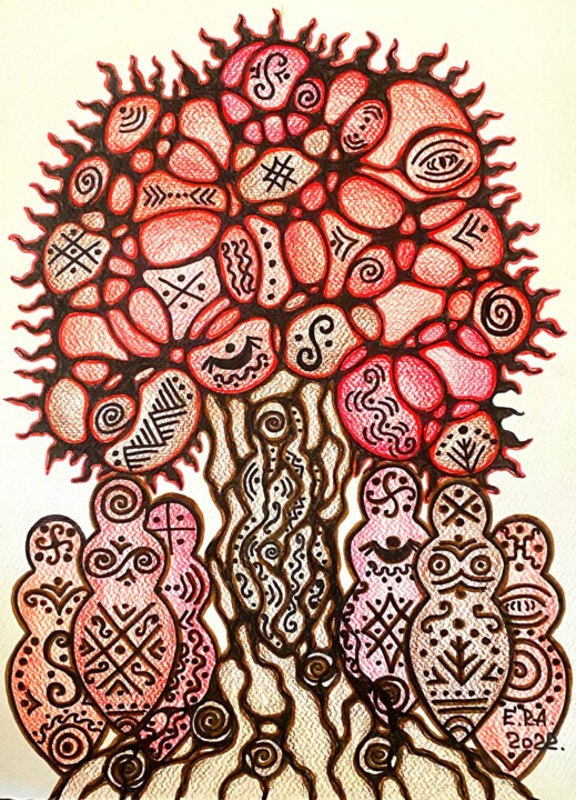 The tree of live 绘画, 14.9x11.2 in