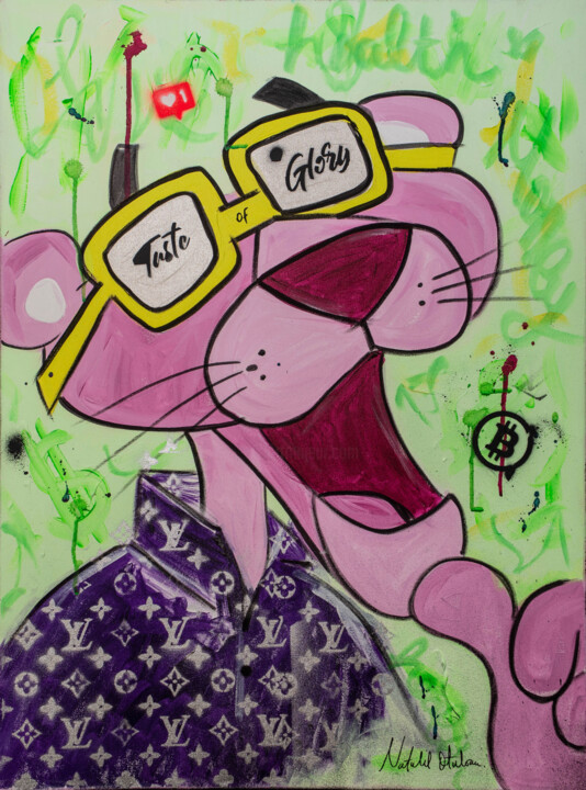Pink Panther a taste of glory -Health, love & Bitcoin 绘画, 31.5x23.6 in