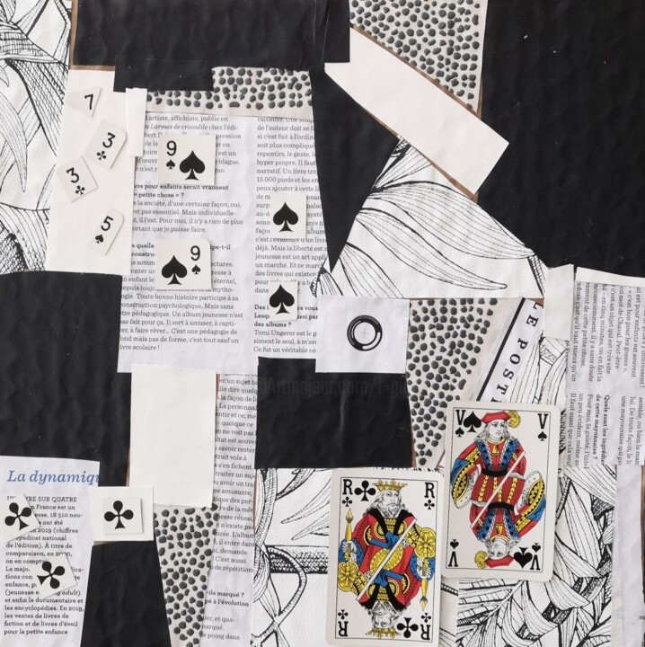 Collages intitulée "Le trio" par Frédérique Girin, Œuvre d'art originale, Collages Monté sur Châssis en bois