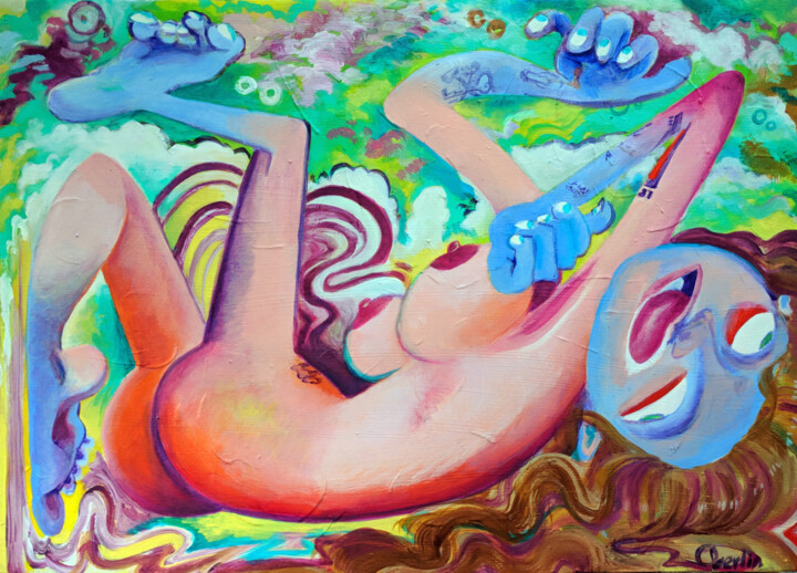 Epilepsy; I bit my cheek again 绘画, 20x28 in