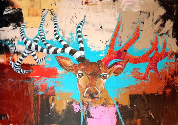 Peinture intitulée "Alpha Male" par Sylwia Wenska, Œuvre d'art originale, Acrylique Monté sur Châssis en bois