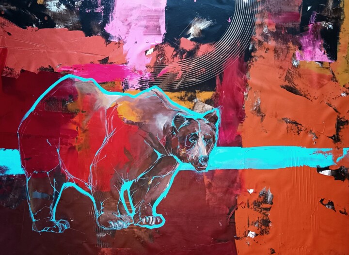 Peinture intitulée "Bear" par Sylwia Wenska, Œuvre d'art originale, Acrylique Monté sur Châssis en bois