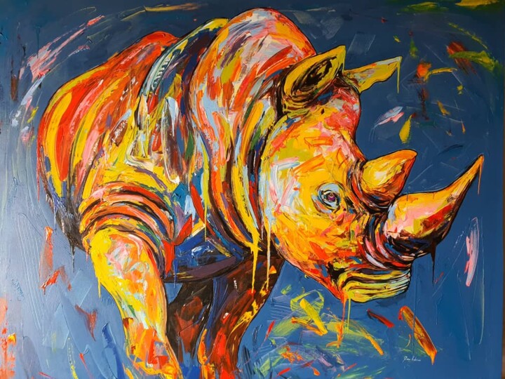 Rhino portrait 绘画, 35.4x47.2 in