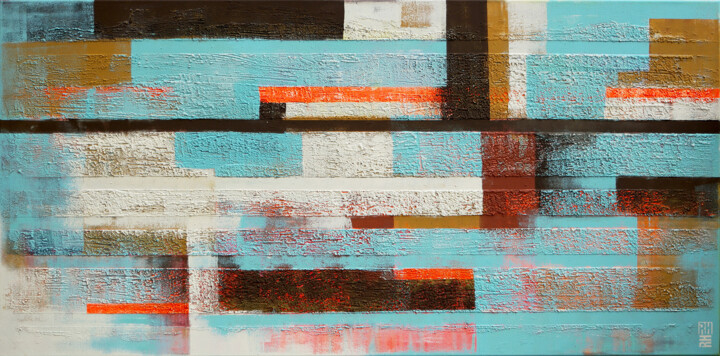 Abstracted City Lines 绘画, 27.6x55.1 in