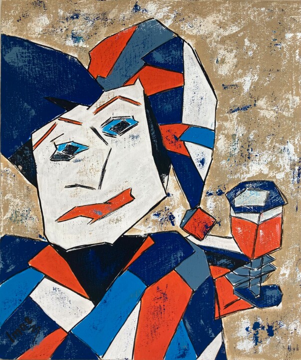 Harlequin Dinner 绘画, 27.6x23.6 in