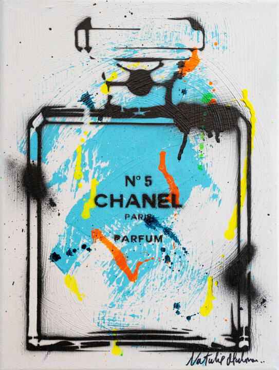 Peinture intitulée "CHANEL BLUE HAWAII" par Natalie Otalora, Œuvre d'art originale, Acrylique Monté sur Châssis en bois