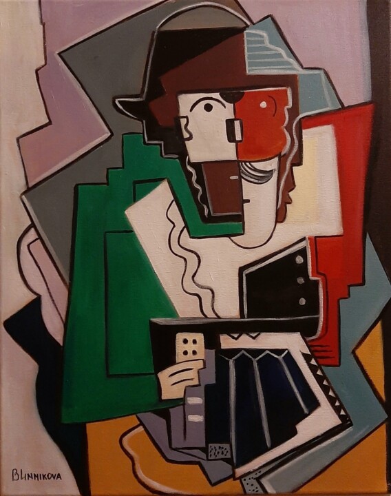 Acordeonista 绘画, 19.7x15.8 in