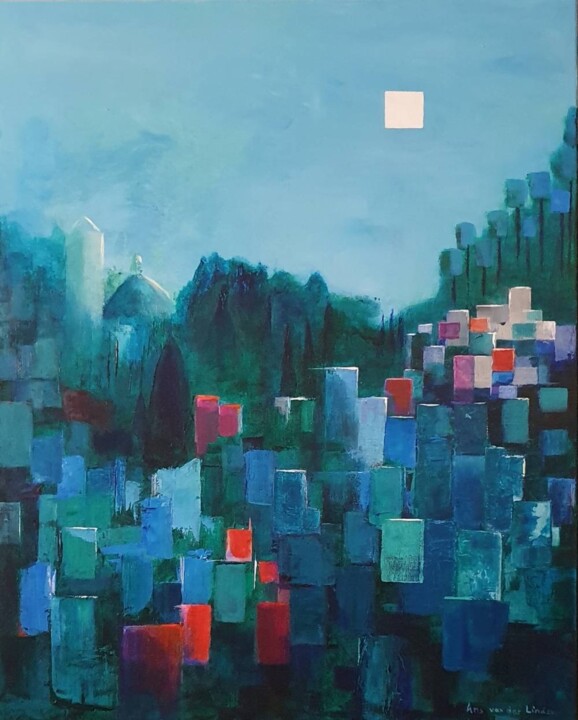Painting titled "Amalfi Coast" by Ans Van Der Linden, Original Artwork, Acrylic
