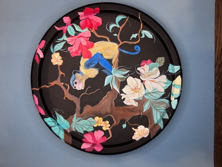 A painting in the Chinoiserie style 绘画, 11.8x11.8 in