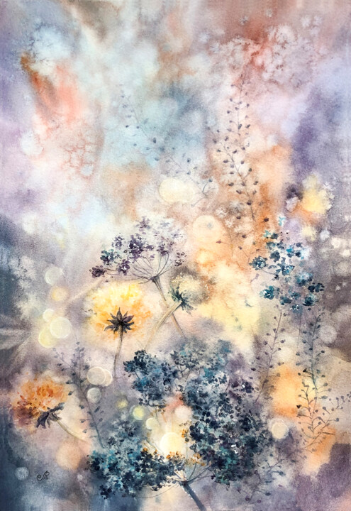 Wildflowers Abstract Flower 绘画, 13x9 in