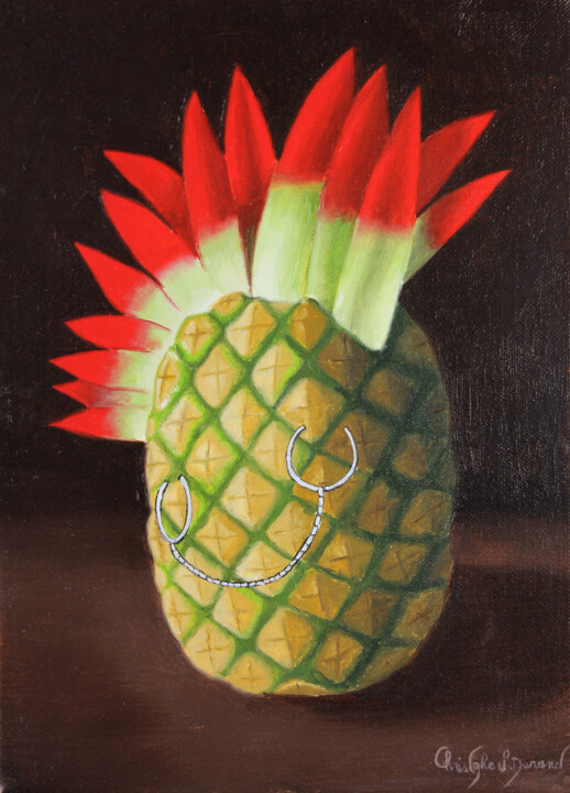 Ananas punk 绘画, 13x9.5 in