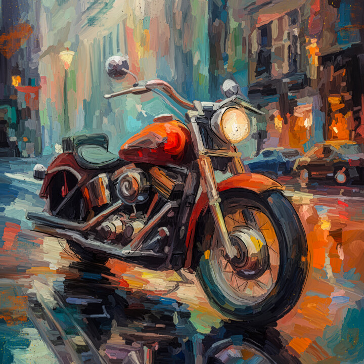 Harley in the Streets 绘画, 47.2x47.2 in