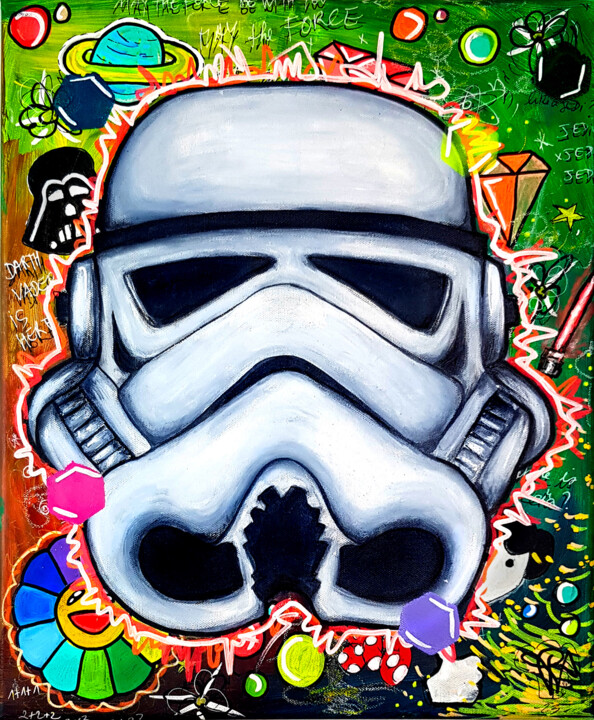 Tableau Star Wars Peinture Stormtrooper Originale 绘画, 18.1x15 in