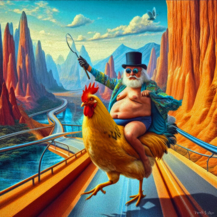Opa reitet ein Huhn! 数字艺术