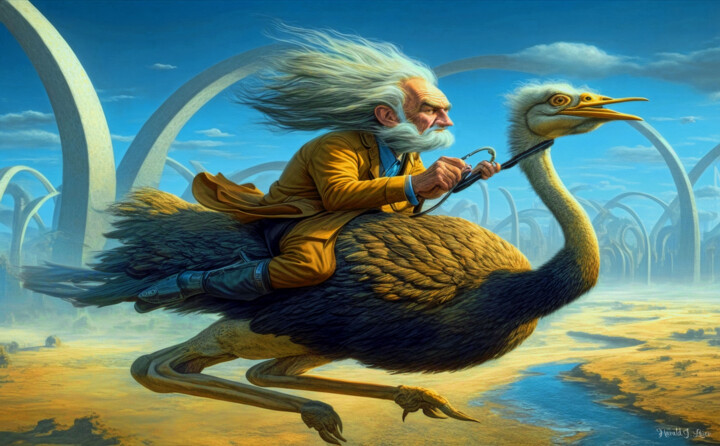 Opa reitet einen Vogelstrauß Part 2 数字艺术