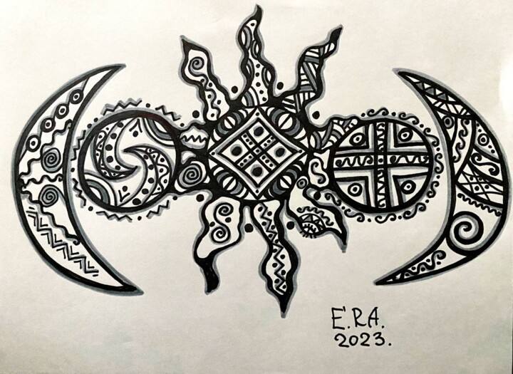 Love for lunar cycles 绘画, 8.6x11.8 in