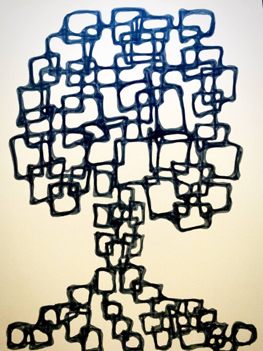 Tree of Techno Reflections 绘画, 11.8x9 in