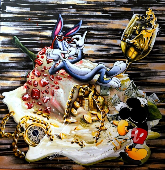 Painting titled "Flow With Style" by Philippe Toneut, Original Artwork, Acrylic Mounted on Wood Stretcher frame