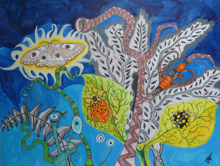 Peinture intitulée "Au Raz du sol" par Aurélie Sarrazin, Œuvre d'art originale, Acrylique