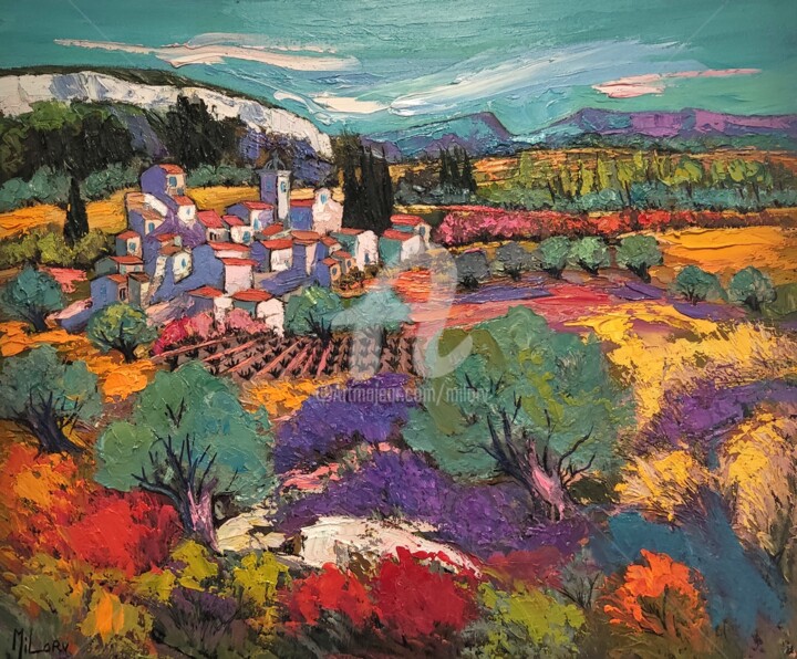 Printemps en Provence 绘画, 18.1x21.7 in