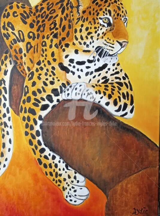 Princesse (Panthère) 绘画, 27.6x19.7 in